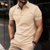 Summer Short Sleeve Polo Shirt Men Solid Color Button Lapel Top Summer Short Sleeve Polo Shirt Men Solid Color Button Lapel Top