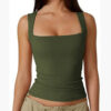 Summer Square-neck Tank Vest Fashion Slim Solid Sleeveless Tops Summer Square-neck Tank Vest Fashion Slim Solid Sleeveless Tops