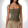 Summer Square-neck Tank Vest Fashion Slim Solid Sleeveless Tops Summer Square-neck Tank Vest Fashion Slim Solid Sleeveless Tops