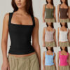 Summer Square-neck Tank Vest Fashion Slim Solid Sleeveless Tops Summer Square-neck Tank Vest Fashion Slim Solid Sleeveless Tops