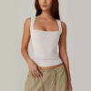 Summer Square-neck Tank Vest Fashion Slim Solid Sleeveless Tops Summer Square-neck Tank Vest Fashion Slim Solid Sleeveless Tops