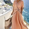 Summer Striped Print Dress Casual Beach Vacation Short-sleeved Maxi Summer Striped Print Dress Casual Beach Vacation Short-sleeved Maxi