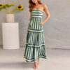 Summer Striped Printed Suspender Long Dress with Pockets Fashion Square Summer Striped Printed Suspender Long Dress with Pockets Fashion Square