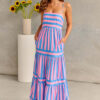 Summer Striped Printed Suspender Long Dress with Pockets Fashion Square Summer Striped Printed Suspender Long Dress with Pockets Fashion Square