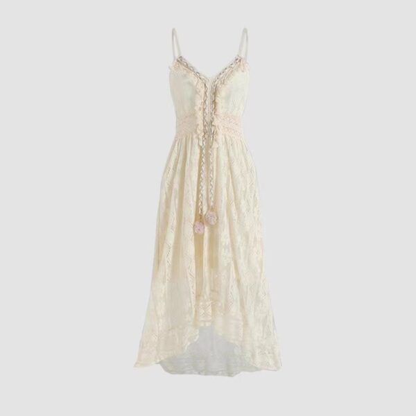 Summer Style Lace Strap Maxi Solid Color Dress Summer Style Lace Strap Maxi Solid Color Dress
