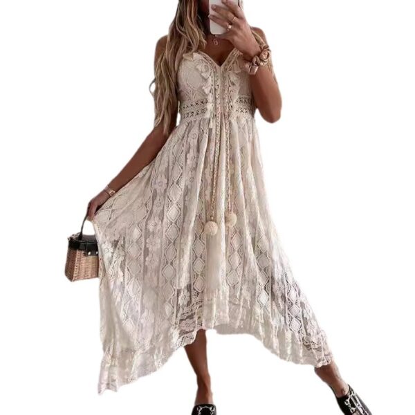 Summer Style Lace Strap Maxi Solid Color Dress Summer Style Lace Strap Maxi Solid Color Dress