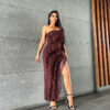 Summer Trend Skinny Women's Fashion Tube Top Backless Split Tassel