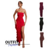 Summer Trend Skinny Women's Fashion Tube Top Backless Split Tassel