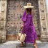 Summer Women's Vintage Printed Bohemian Dress Elegant Ladies Casual