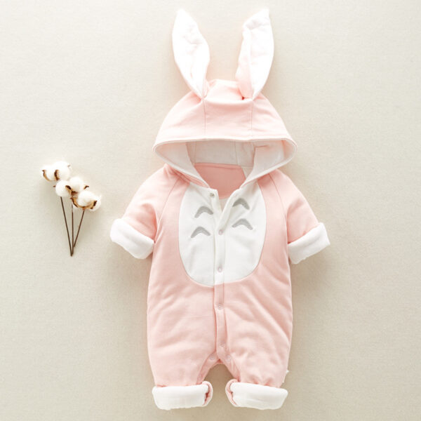 The Cotton Padded Baby Romper Thickened Chinchilla Hooded Onesies The Cotton Padded Baby Romper Thickened Chinchilla Hooded Onesies