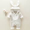 The Cotton Padded Baby Romper Thickened Chinchilla Hooded Onesies The Cotton Padded Baby Romper Thickened Chinchilla Hooded Onesies