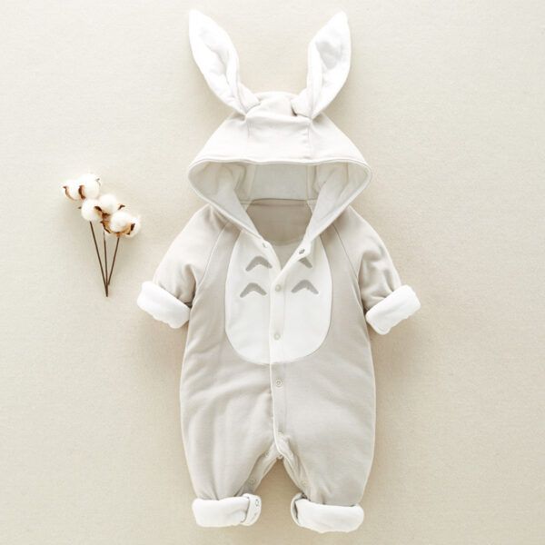 The Cotton Padded Baby Romper Thickened Chinchilla Hooded Onesies