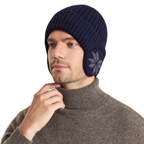 Thermal Knitting Woolen Cap Men's Fleece-lined Thickened Winter