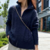Thick Cashmere Women High Neck Zipper Sweater Cardigan Thick Cashmere Women High Neck Zipper Sweater Cardigan