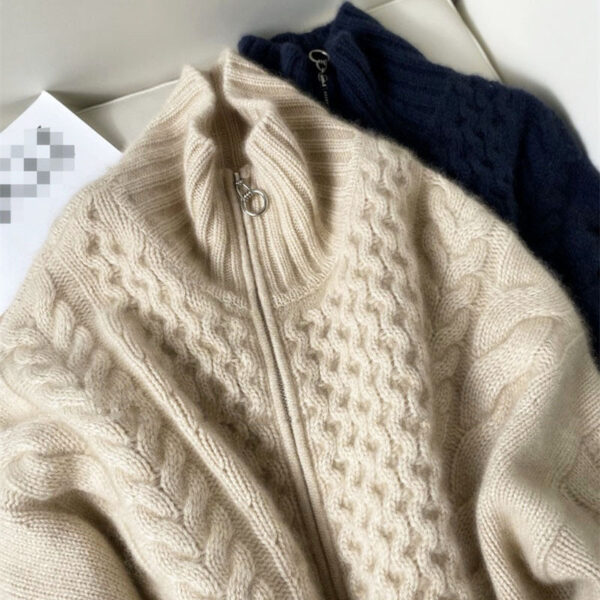 Thick Cashmere Women High Neck Zipper Sweater Cardigan Thick Cashmere Women High Neck Zipper Sweater Cardigan
