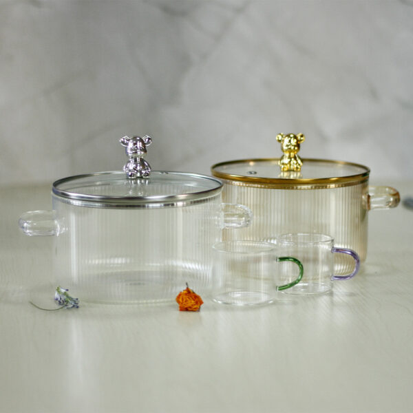 Thick Double-ear Transparent Glass Milk Pot Instant Noodle Bowl Hot