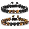 Tiger Eye Couple Bracelets Matte Black Agate Beads Bracelet