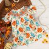 Toddler Baby Girl Pumpkin Smocked Dress Fall Thanksgiving Halloween