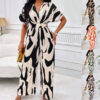 V-neck Loose Printed Long Jumpsuit V-neck Loose Printed Long Jumpsuit