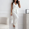 V-neck Sleeveless Jumpsuit with Belt Design Summer Fashion Trousers V-neck Sleeveless Jumpsuit with Belt Design Summer Fashion Trousers
