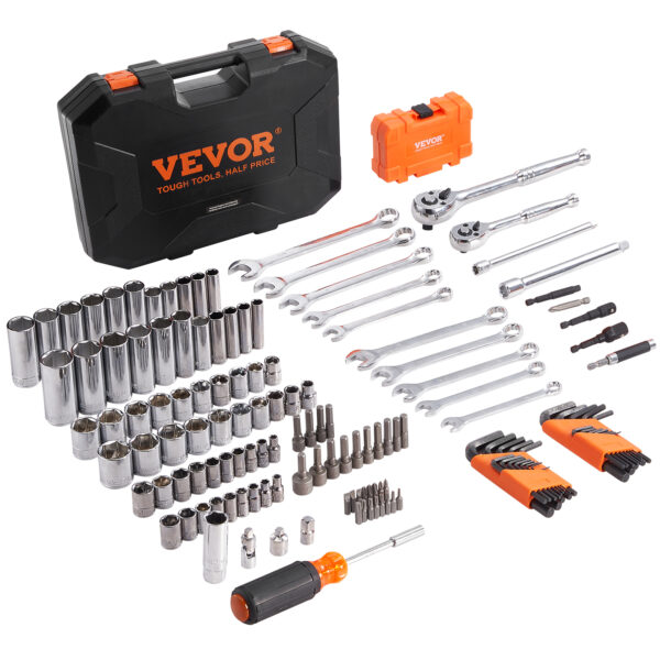 VEVOR Mechanics Tool Set and Socket Drive Deep Standard Sockets 145 Pcs VEVOR Mechanics Tool Set and Socket Drive Deep Standard Sockets 145 Pcs