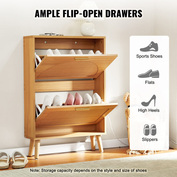 VEVOR Shoe Cabinet with 2 Flip Drawers Storage for Entryway Free VEVOR Shoe Cabinet with 2 Flip Drawers Storage for Entryway Free