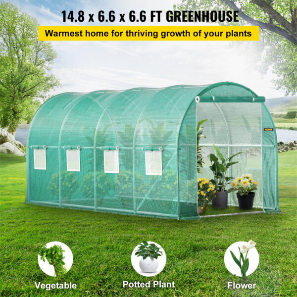 VEVOR Walk-in Tunnel Greenhouse 15 X 7 X 7 Ft Portable Plant Hot House VEVOR Walk-in Tunnel Greenhouse 15 X 7 X 7 Ft Portable Plant Hot House