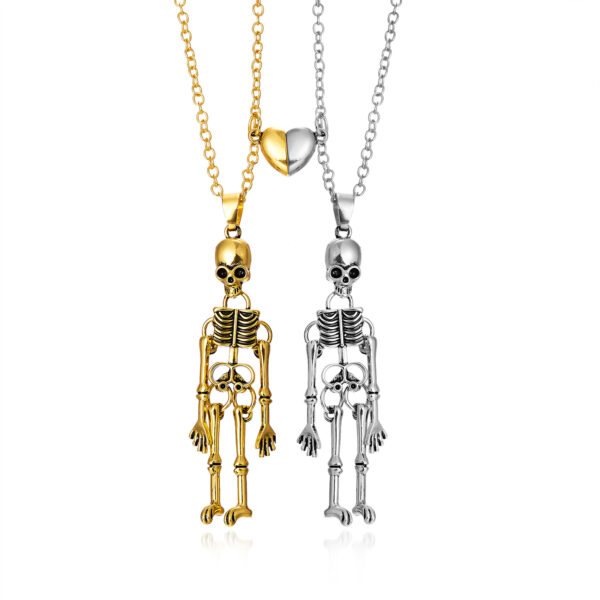Vintage Skull Ghost Necklace Hand in Hand Vintage Skull Ghost Necklace Hand in Hand
