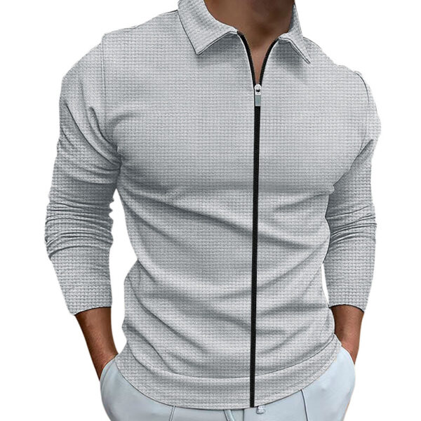 Waffle Style Zipped Lapel Jacket Outdoor Sports Tops Waffle Style Zipped Lapel Jacket Outdoor Sports Tops