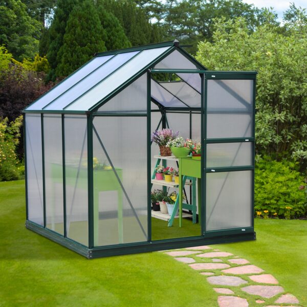 Walk in Greenhouse 6 X 6 X 7 Aluminum Polycarbonate Portable Garden Walk in Greenhouse 6 X 6 X 7 Aluminum Polycarbonate Portable Garden