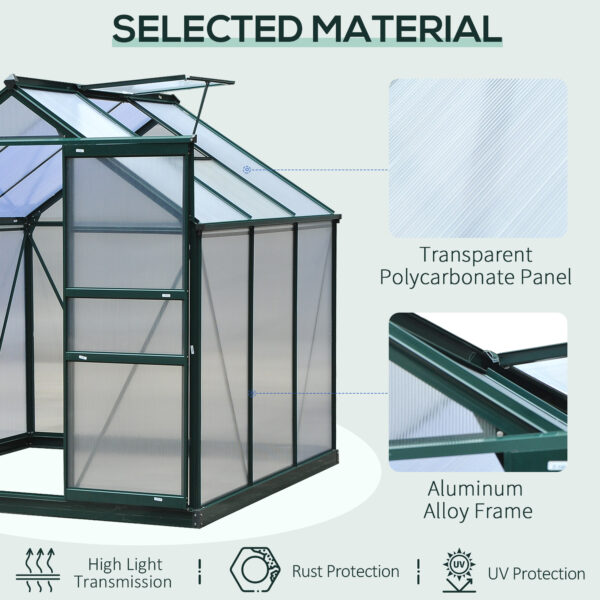 Walk in Greenhouse 6 X 6 X 7 Aluminum Polycarbonate Portable Garden Walk in Greenhouse 6 X 6 X 7 Aluminum Polycarbonate Portable Garden
