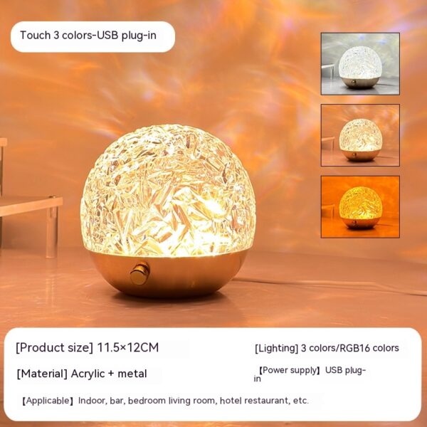 Water Ripple Projector Night Light Crystal Mood Lamp Bedside Home