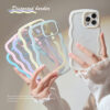 Wave Border Mobile Phone Case Solid Color Simple Candy Color Wave Border Mobile Phone Case Solid Color Simple Candy Color