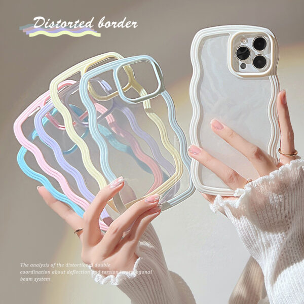Wave Border Mobile Phone Case Solid Color Simple Candy Color Wave Border Mobile Phone Case Solid Color Simple Candy Color