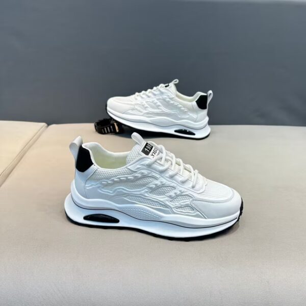White Laceup Sneakers Fashion Breathable Mesh Flat Shoes Lightweight