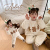 White Winter Girls Flannel Pajamas Suit White Winter Girls Flannel Pajamas Suit