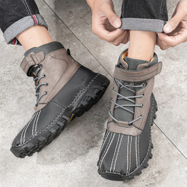 Winter Fleece Lace-up Snow Boots for Men Women Waterproof and Anti-slip