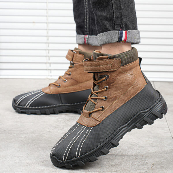 Winter Fleece Lace-up Snow Boots for Men Women Waterproof and Anti-slip Winter Fleece Lace-up Snow Boots for Men Women Waterproof and Anti-slip
