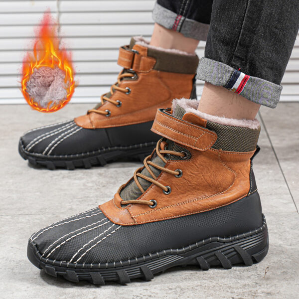 Winter Fleece Lace-up Snow Boots for Men Women Waterproof and Anti-slip Winter Fleece Lace-up Snow Boots for Men Women Waterproof and Anti-slip