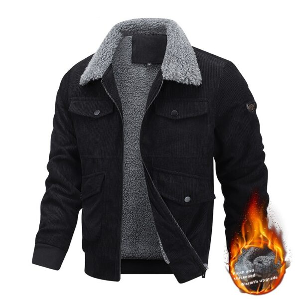 Winter Lapel Fleece Jacket with Pockets Warm Thicken Cotton Coat