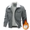 Winter Lapel Fleece Jacket with Pockets Warm Thicken Cotton Coat