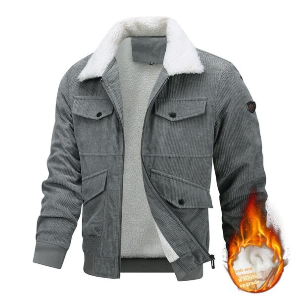 Winter Lapel Fleece Jacket with Pockets Warm Thicken Cotton Coat