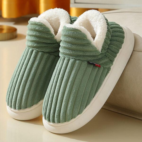 Winter Plush Home Shoes Fashion Solid Color Stripes Floor Bedroom