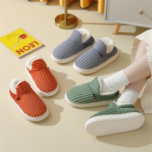 Winter Plush Home Shoes Fashion Solid Color Stripes Floor Bedroom