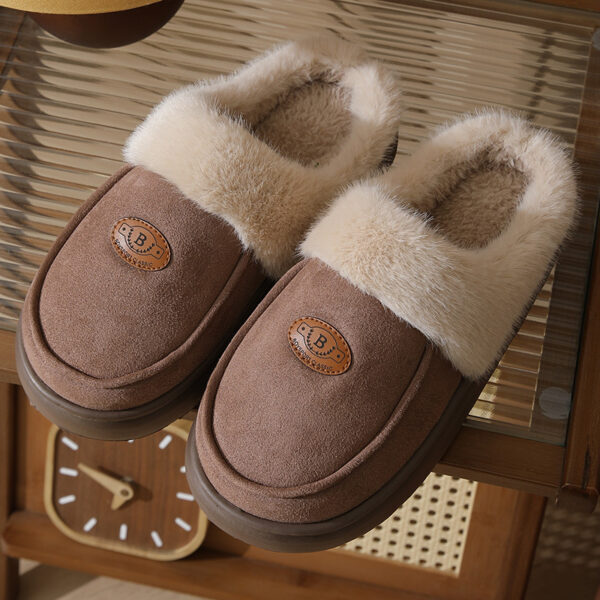 Winter Plush Slippers for Men Casual All-match Warm Suede House Shoes