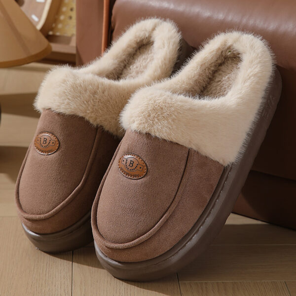 Winter Plush Slippers for Men Casual All-match Warm Suede House Shoes