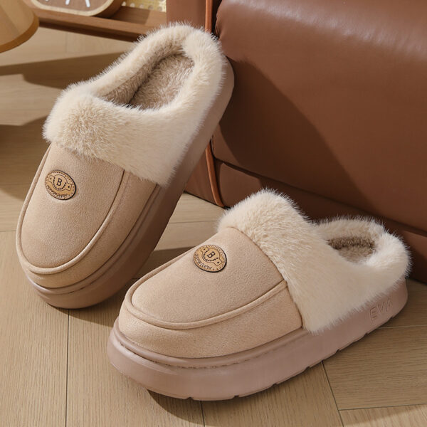 Winter Plush Slippers for Men Casual All-match Warm Suede House Shoes