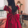 Winter Wine Red Engagement Daily French Princess on the Run Satin Dress Winter Wine Red Engagement Daily French Princess on the Run Satin Dress