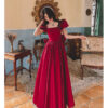 Winter Wine Red Engagement Daily French Princess on the Run Satin Dress Winter Wine Red Engagement Daily French Princess on the Run Satin Dress