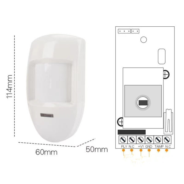 Wired Pir Motion Sensor Passive Infrared Detector Wall Mounted Warning